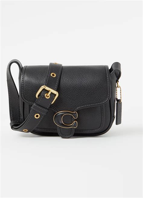 Crossbodytas Mercer van leer met logo, extra klein.